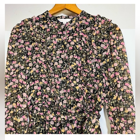 NEW Floral Lauren Conrad Ruffle Dress GOLD detail - Picture 6 of 10